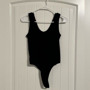 Eterne Black Square Neck Nylon Bodysuit Size M/L